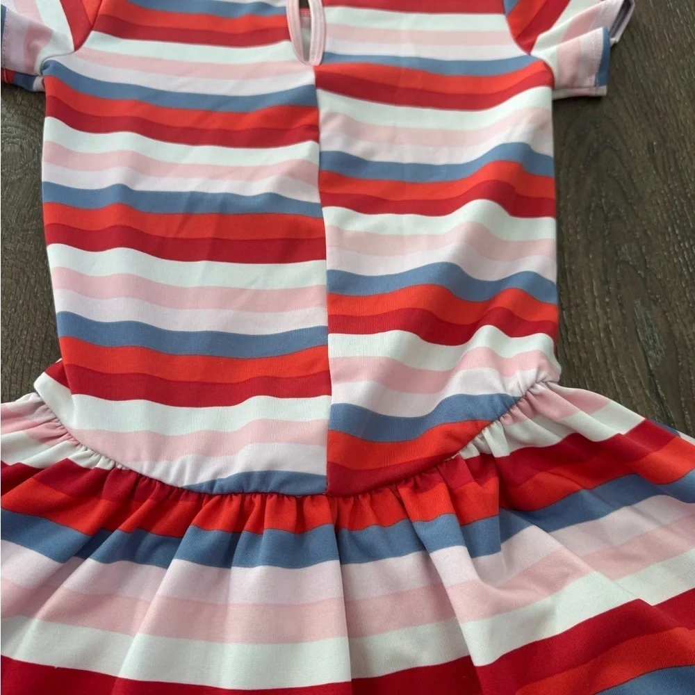Dot Dot Smile Red and Blue Striped Kids Dress
